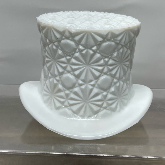 Vintage 1950s Fenton White Milk Glass Top Hat Daisy Dot Pattern Small 4" Planter - Picture 1 of 6